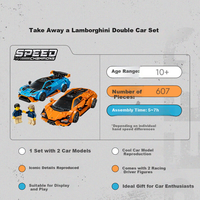 LEGO Building Blocks Racing Car Series 77238, Lamborghini Race Car, Boys And Girls Children's Toy, Birthday Gift, Home Decoratio