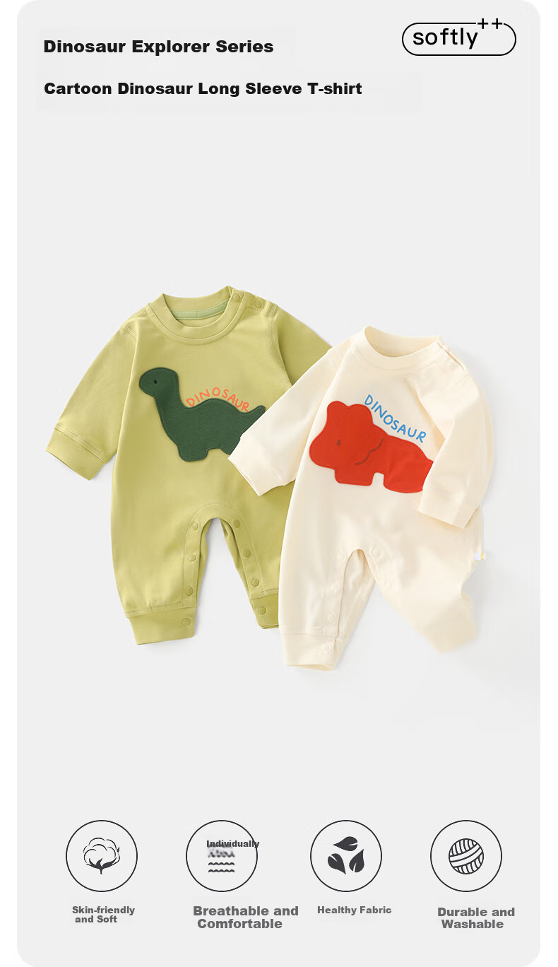 DUUDUU Baby Clothes Spring And Autumn Onesie, Infant Long-Sleeve Outdoor Wear, Romper for Newborns, Green, 90cm 2