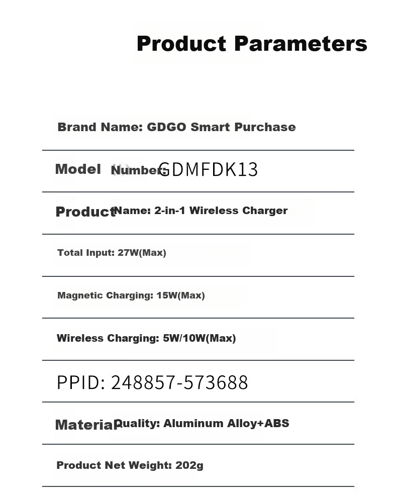 GDGO [Apple MFM Certified] 15W Two-In Wireless Charger, MagSafe Magnetic Vertical Fast Charging, MFi Certified, Suitable for IPhone 18/17 PM/Air Phones And Earphones 15