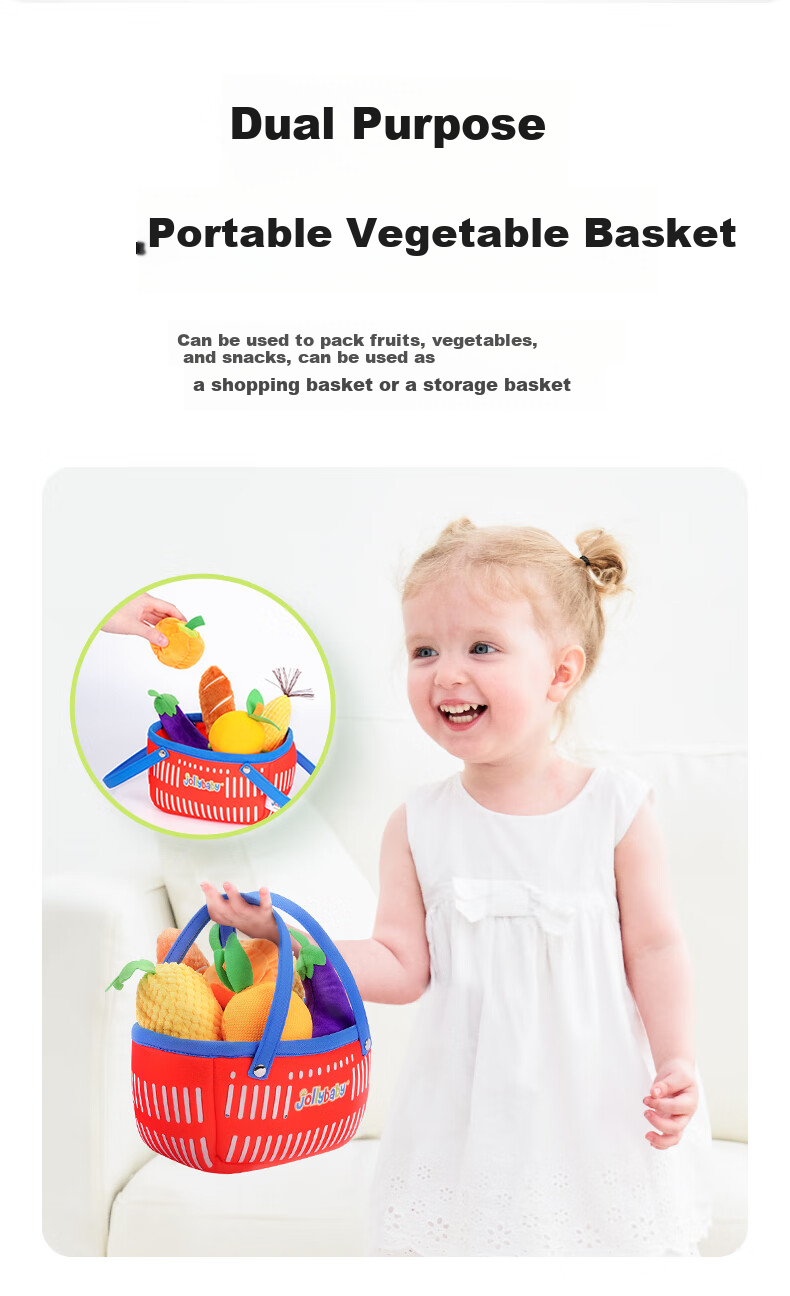 Jollybaby Pull-Out Toy for Babies, Chewable Pretend Play, Early Education Toy with Rattle, My Vegetable Garde 4