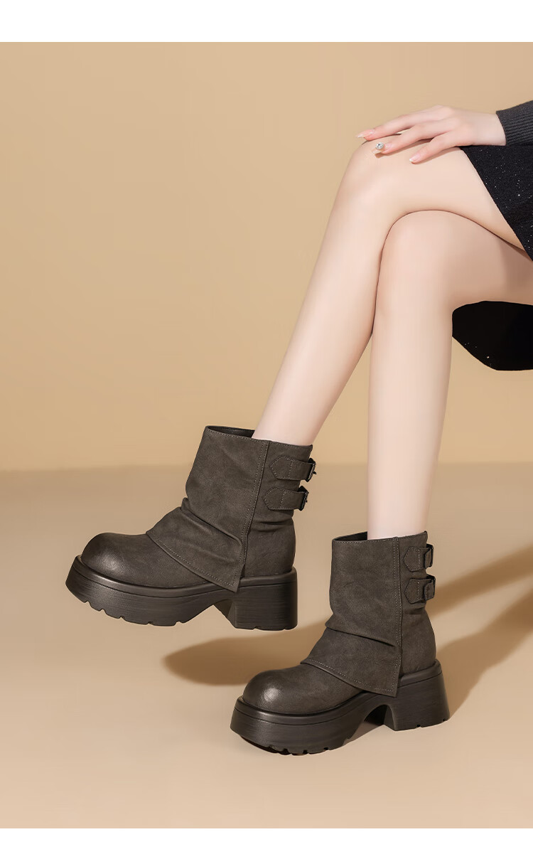 Josiny Platform Fashion Boots Women 2025 Autumn Winter New Stylish Mallard Short Boots British Style Martin Boots Yellow Brown Size 37 14
