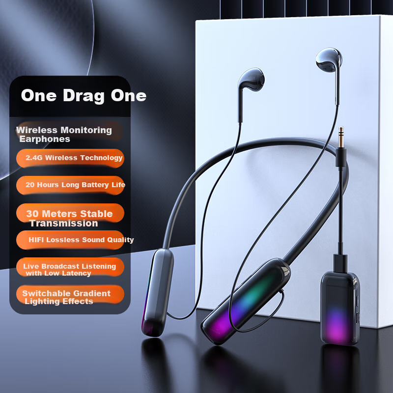 Haomuren Wireless Monitoring Earphones for TikTok Live Streaming, Karaoke Sound Card, Host Product Promotion, In-Ear Noise Reduction Neckband Headphones for Outdoor Sports Running In-Ear Gaming Headset