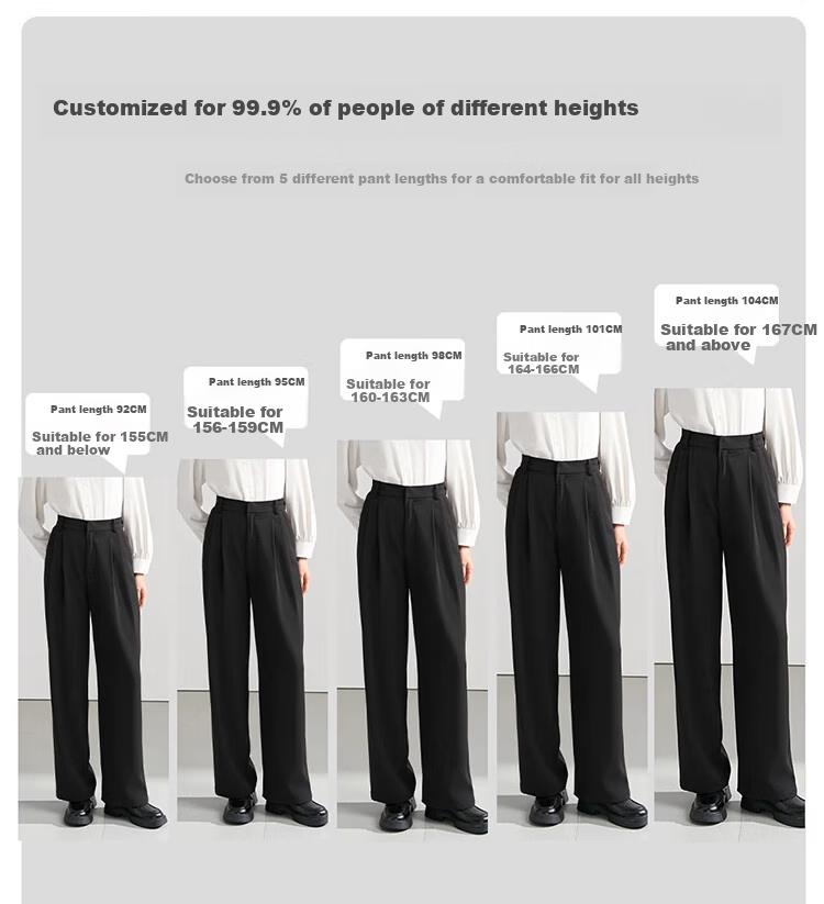 Bodexiaojie Women's Suit Pants, Formal Wear, Interview Attire, Petite Straight-Leg Wide-Leg Professional Draping Casual Black Trousers 2