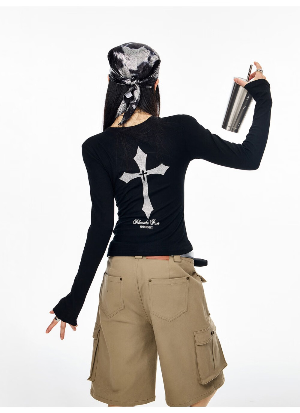 ICH MODE American Style Cross Shoulder Long Sleeve T-Shirt Women Spring Summer New Slim Fit Off-Shoulder Top White S 16