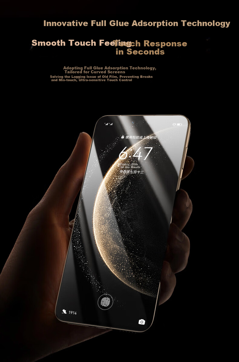 Pisen Full Adhesive Screen Protector for Huawei Mate 70 Pro/Mate 70 Pro+/RS, Hydrogel Film with No Black Edge, High Definition, Smooth, Anti-Fingerprint, Dust-Free Installation, Quick Application, Single Piece 6