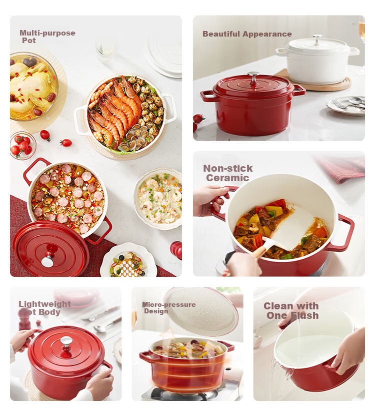 JD Original Ceramic Enamel Light Press Stew Pot for Porridge And Noodles, Compatible with Induction Cooker, Housewarming Gift, 26cm Gradient Gree 2