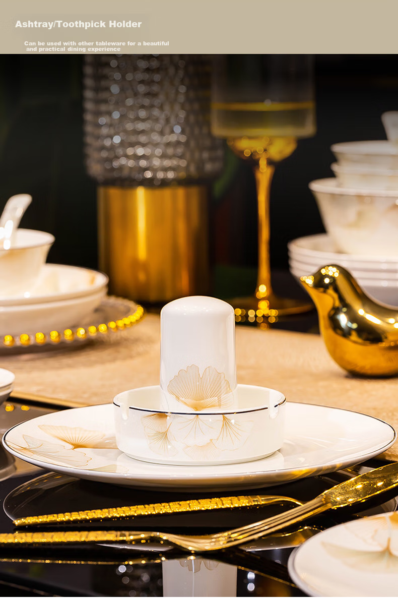 Haoya 82-Piece Bowl And Plate Set, Chinese Jingdezhen Tableware Set, Bowls And Plates for Housewarming, Wedding Gifts, And Celebrating Happiness 11