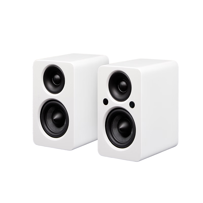 JAMO 2nd Generation MINI MKII Wireless Bluetooth 5.3 Desktop Computer Active Bookshelf Speaker 2.0 Channel Home Theater TV Speaker with Subwoofer Compatible Matte White