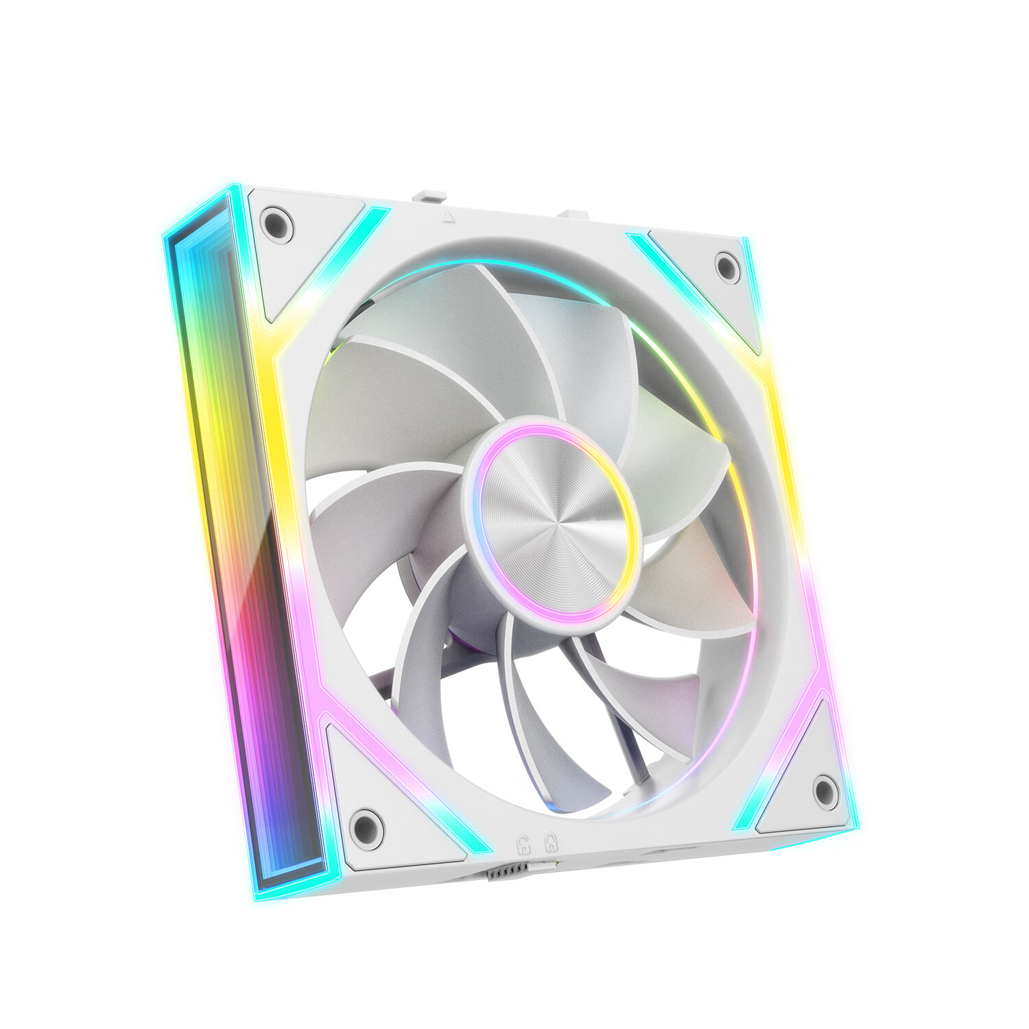 Jingpinlu Jingjing V2 Building Block Fan, White Anti-Leaf, Single Pack, Wireless Assembly, Case Cooling 12CM Fan with Synchronized RGB Light, 5V 3-Pin ARGB PWM Temperature-Controlled Speed Adjustment