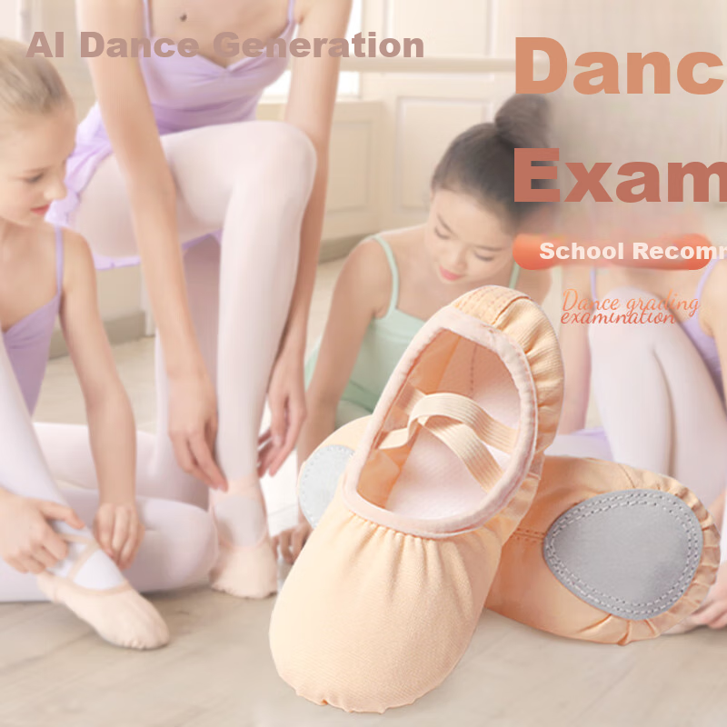 Aiwuge Dance Shoes for Girls, Children's Slip-On Professional Soft-Soled Shoes, Ballet Performance Practice Shoes, Flesh Color - Slip-On Size 27
