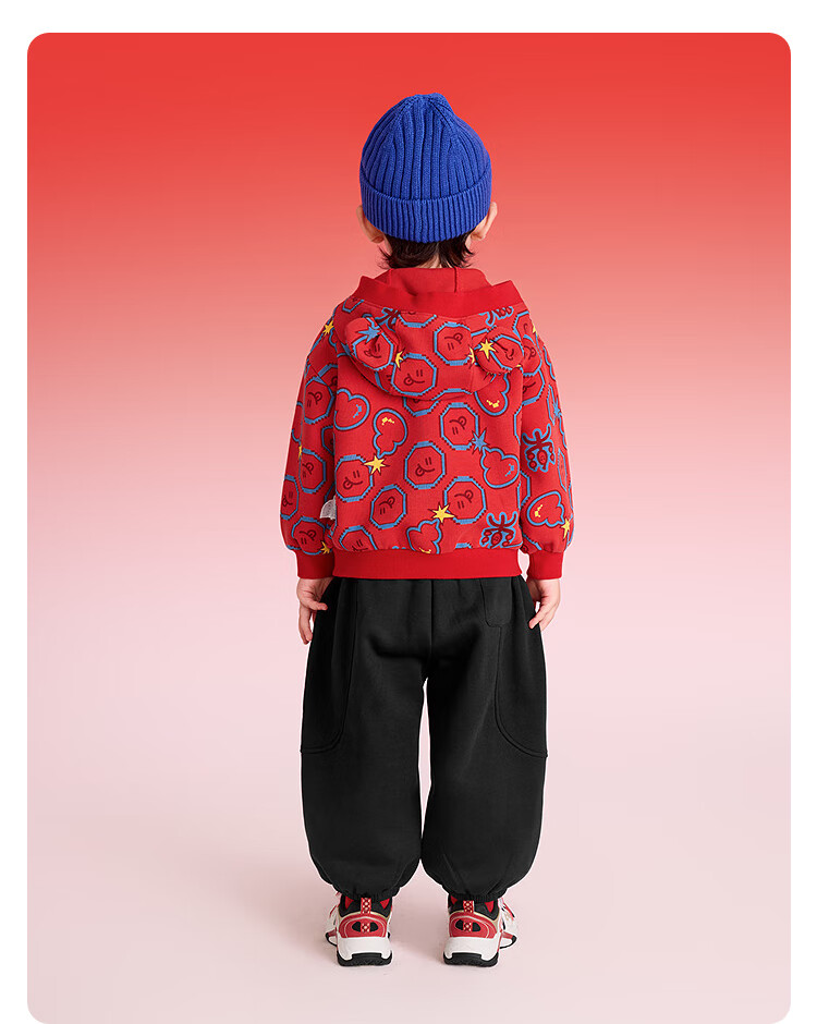 Balabala Kids Red Hoodie Sweatshirt Boys Girls 2025 New Spring Hooded New Year Top Baby Festival Outfit Trend 4