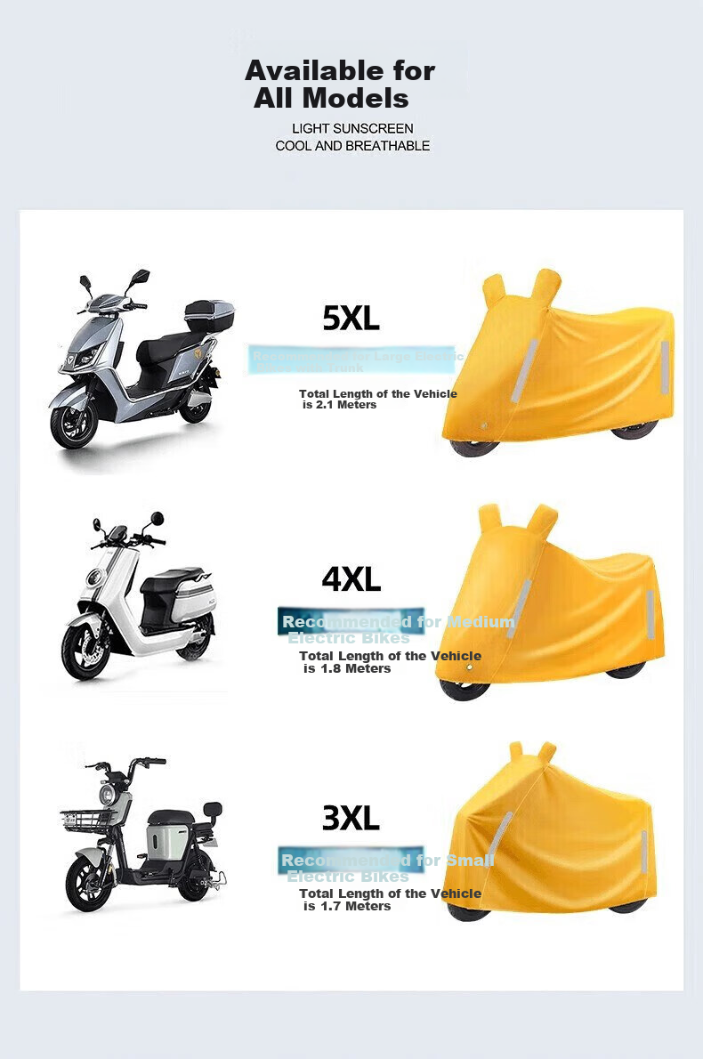 Boergai Electric Scooter Rain Cover, Full Coverage Cover for Electric Bikes, Motorcycle Sun Protection And Waterproof Raincoat, 3XL 8