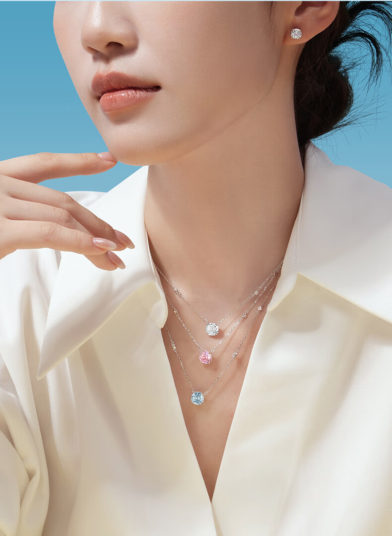 CHOW TAI SENG Rose Nebula S925 Silver Clavicle Necklace Moonlight White Birthday Gift for Girlfriend 2