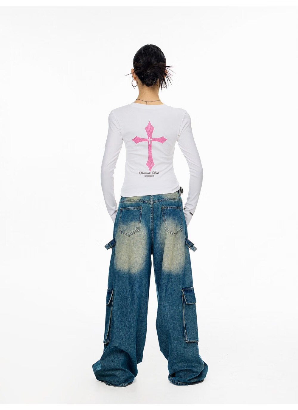 ICH MODE American Style Cross Shoulder Long Sleeve T-Shirt Women Spring Summer New Slim Fit Off-Shoulder Top White S 11