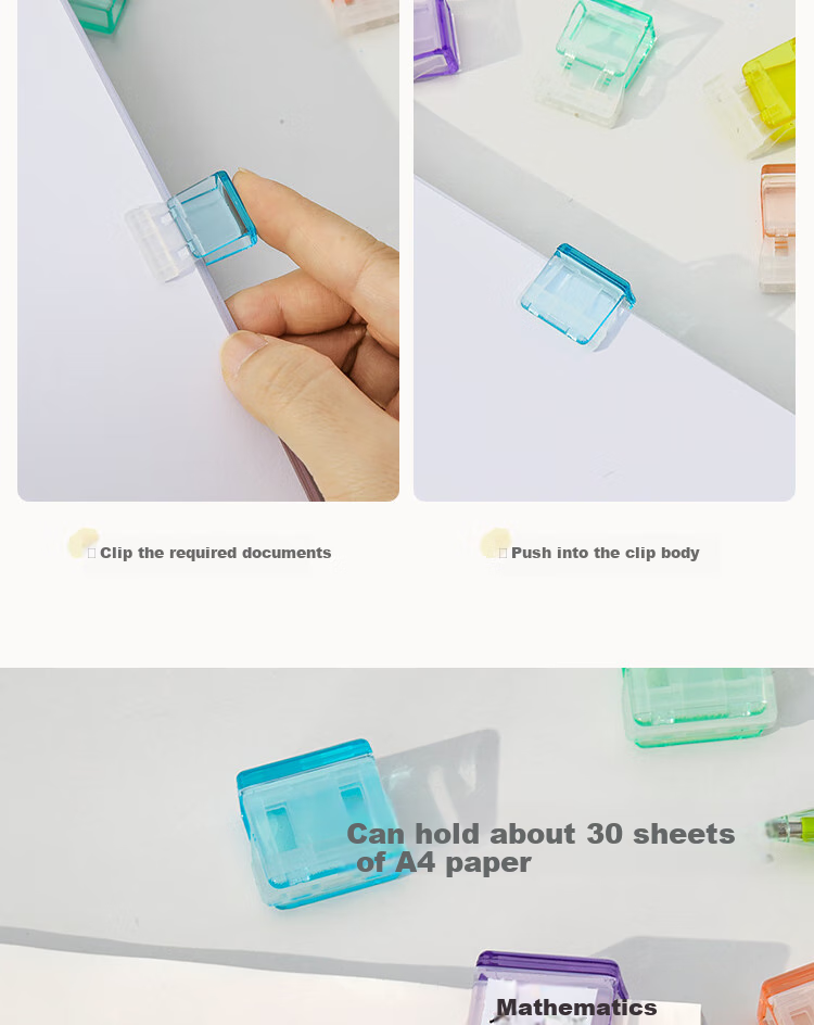 Sannianerban Push Clip, Transparent Refillable Small Clip, Stationery, Multi-Functional File Folder for Students, Push Clip for Exam Papers And Books, Storage Organizer, Office Supplies, Document Folder 6