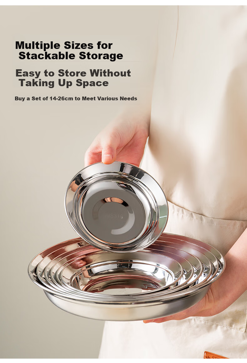 Onlycook 316 Stainless Steel Dinner Plate, Round Serving Dish for Home Use, Children's Baby Food Tableware, 16cm Bear Desig 6