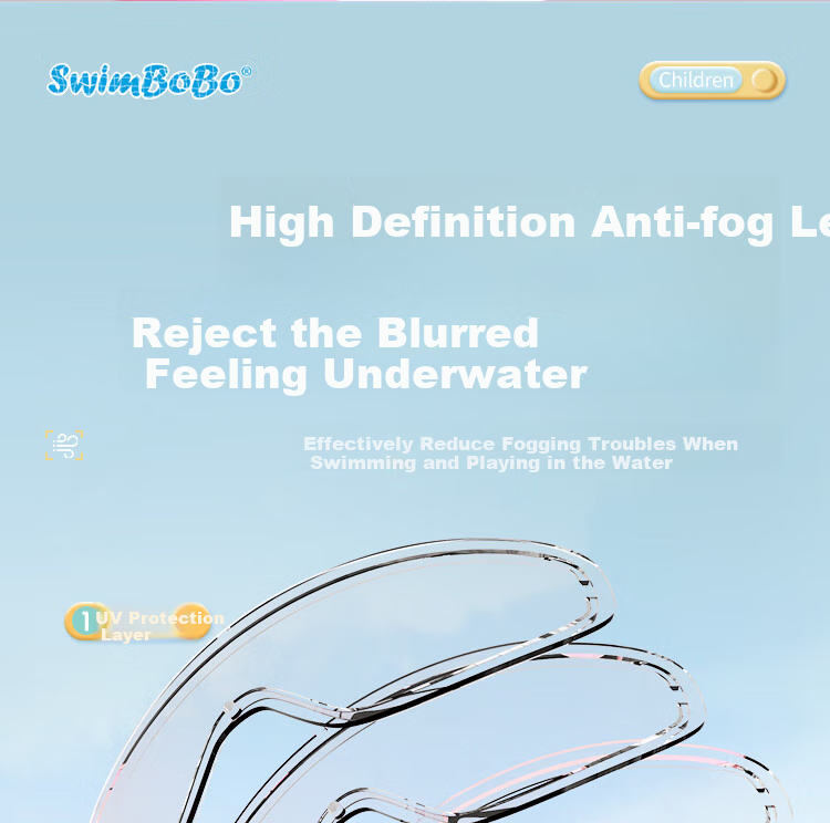Swimbobo Children's Large Frame Swimming Goggles, High-Definition Anti-Fog Waterproof Diving Glasses for Boys And Girls, Swimming Equipment S007 Blue Yellow 7