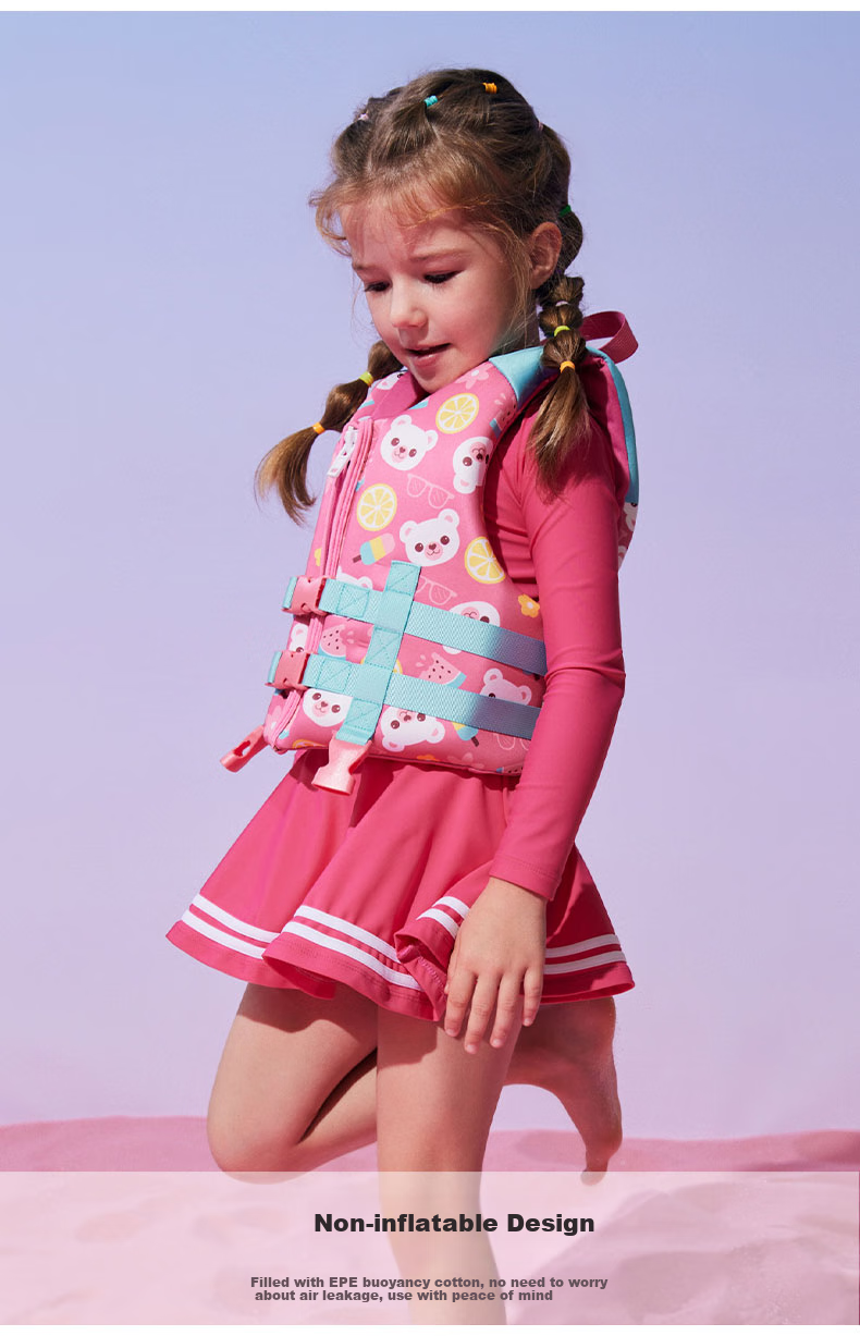 WATERTIME / Shuichuan Children's Buoyancy Aid, Swimming And Snorkeling Vest, Inflatable-Free Padded Buoyancy Cotton Vest, Colorful Bear Design, Size S 4