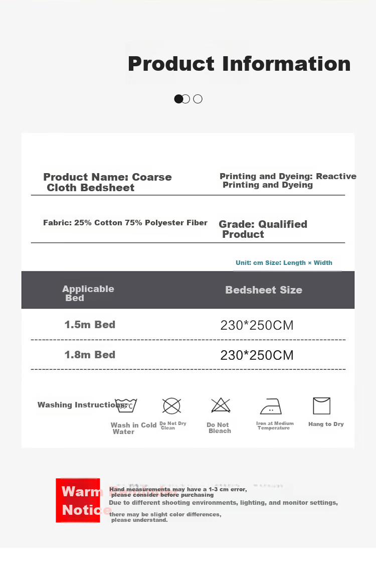 AVIVI Coarse Cotton Bed Sheet, Thickened Single Bed Sheet for Dormitory, Single Piece, Seine Style, 180*230cm 6