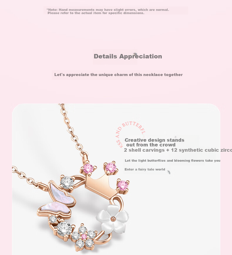 Disney Butterfly Promise Silver Necklace for Women, Runaway Princess Butterfly Necklace, Elegant Birthday Gift for Girlfriend 9