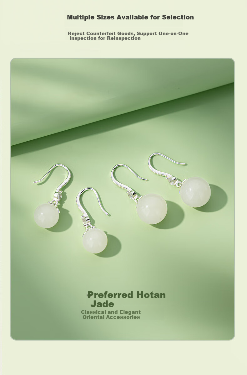 Qlady Sterling Silver Hetian Jade Earrings for Women, Elegant And High-End, New 2025 Jade Stone Earrings And Studs, Mother's Birthday Gift 4
