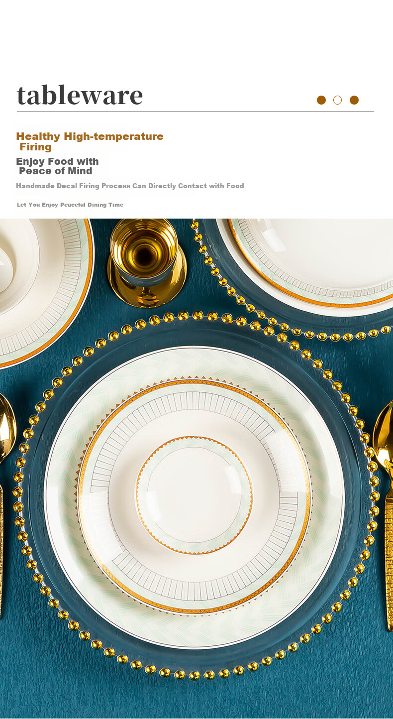 Haoya Underglaze Ceramic Plates, Dinner Plates for Home Use, High-End Tableware, Yanyu Yao Pattern, 8 Inches, Set of 4 4
