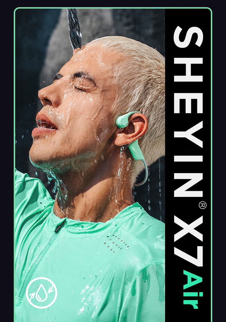 SHEYIN X7air True Bone Conduction Running and Swimming Sports Earphones Long-distance Marathon Fitness Ultra-long Battery Life IPX8 Waterproof Sweatproof Open Design 2026 New Black 16GB 9