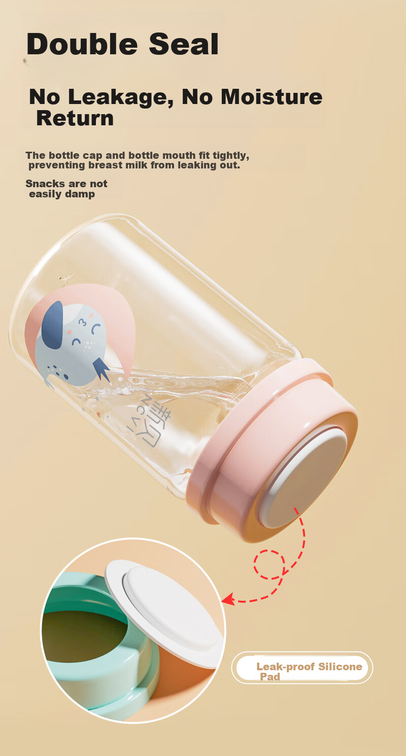 Xenbea Glass Breast Milk Storage Cup, Sealed Container for Breast Milk Preservation, PP Material with Lid, 180mL, Pack of 2, 9161 8