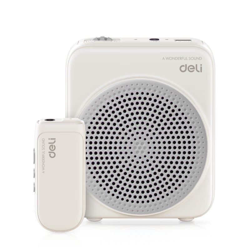 Deli 5W Little Bee Amplifier Speaker Teacher Dedicated Wireless Microphone Loudspeaker High Power Wireless Headset Gray