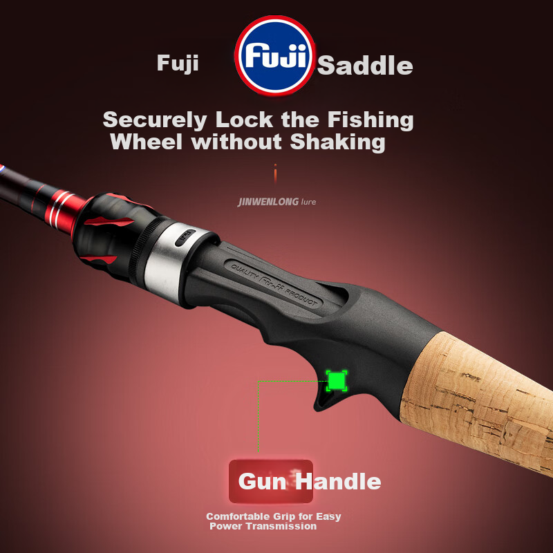 GW 2.1m Gun Handle Golden Pattern Lure Rod Right-Hand Baitcasting Reel Set ML Lure Rod Fishing Pole