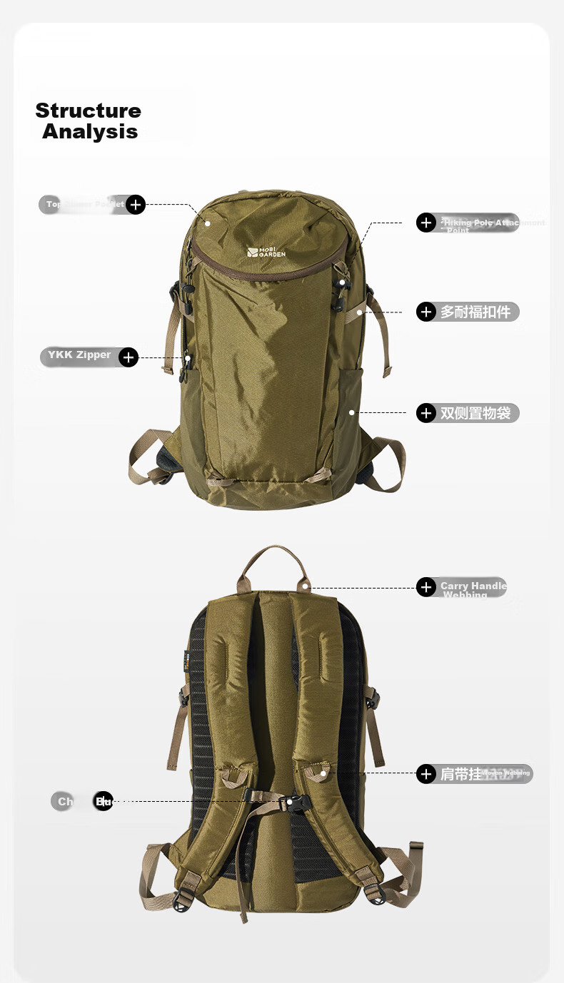 MOBIGARDEN Wind Shadow Hiking Backpack, Outdoor Camping Trekking Large Capacity Rucksack, NX24664006, Olive Gree 2