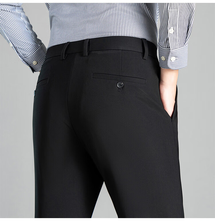 ROMON Men's Straight-Leg Dress Pants Casual Loose Business Versatile Simple Suit Trousers Black 36 2
