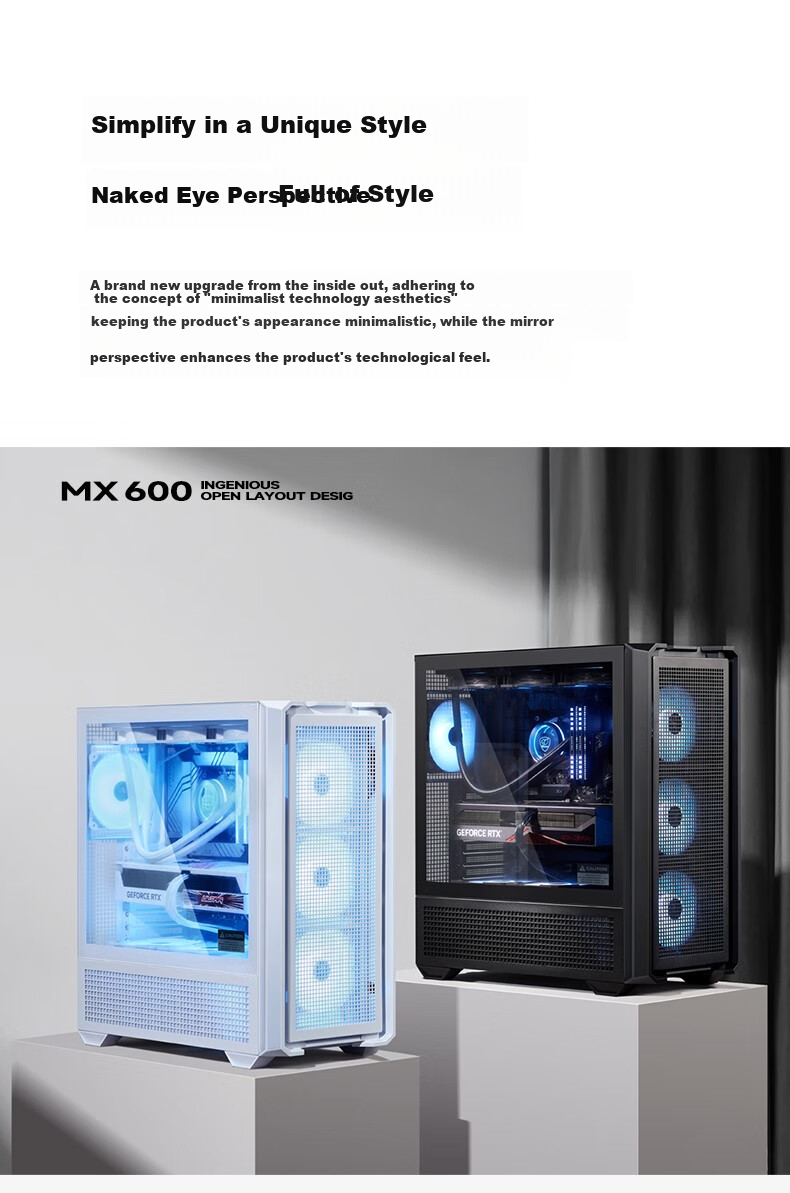 COUGAR Jinxing MX600 Full Tower Desktop Glass Side Panel Case, Supports E-ATX Motherboard Vertical GPU 360mm Water Cooling/mesh Panel, Black 10