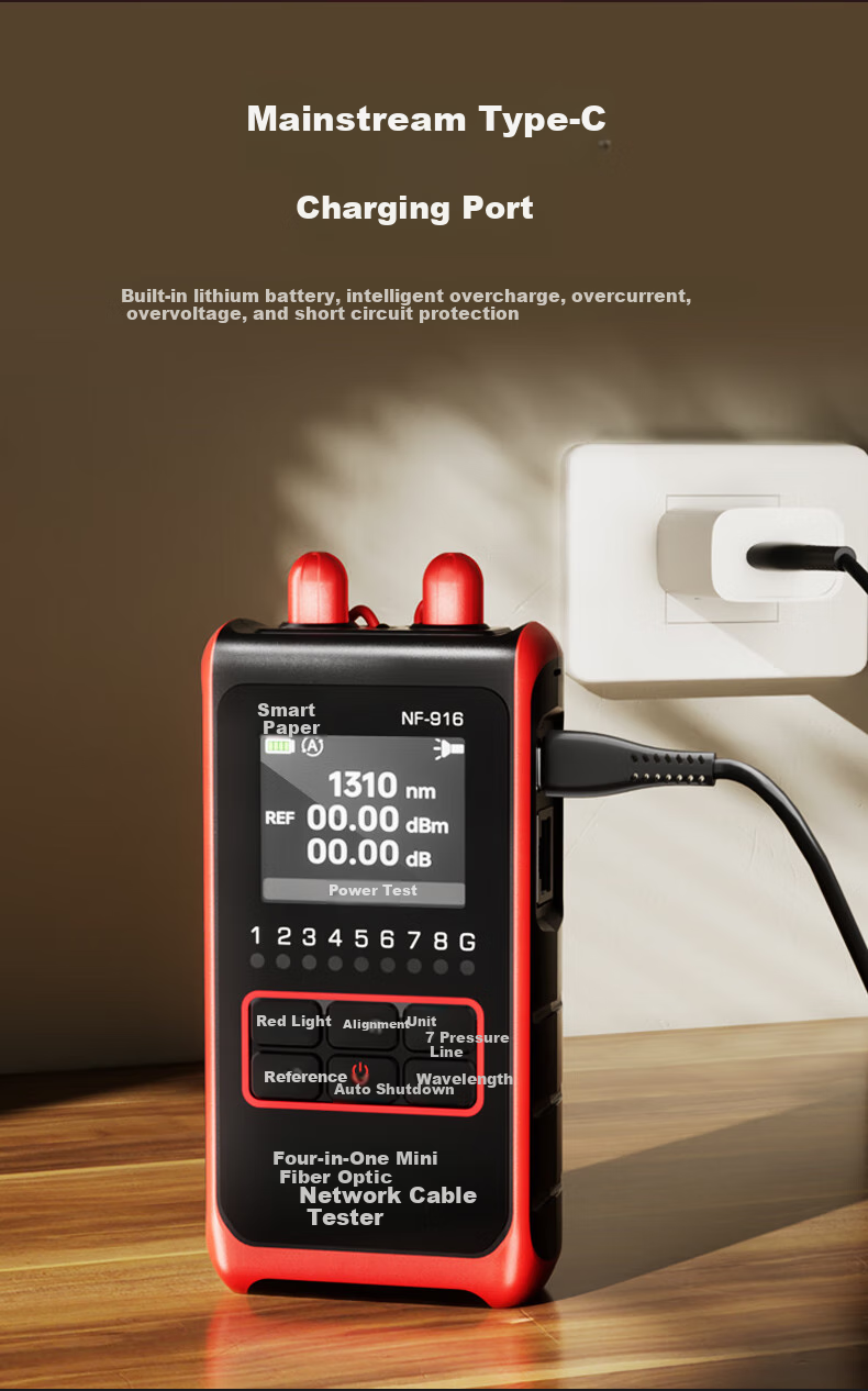 Jingmingshu NF-916 Mini Fiber Optic Cable Tester, Line Power Test Pen with Red Light, Four-In 2.5mm Interface Compatible with Various Connectors 10
