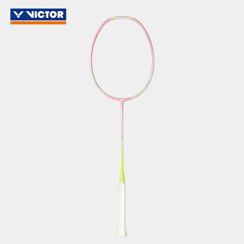 VICTOR Badminton Racket, Large Hammer Upgraded Version, Full Carbon Fiber Single Racket TK-2I, Cherry Blossom Pink, Pre-Strung
