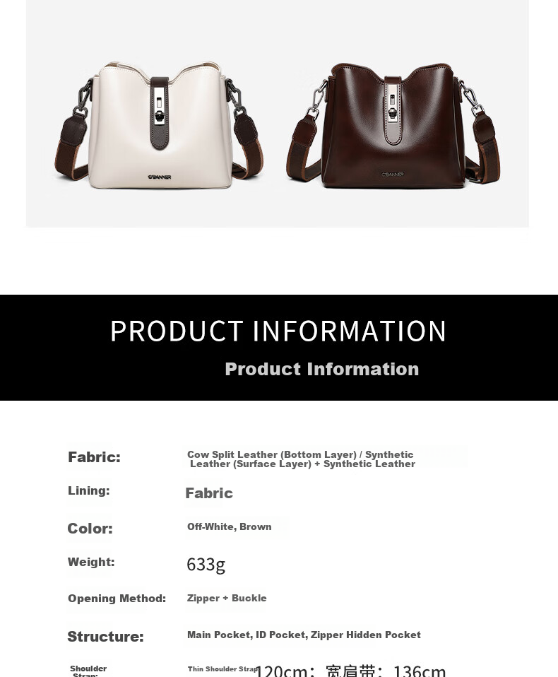C.BANNER Women's Handbag Bucket Bag Soft Leather Shoulder Crossbody Bag Light Luxury Tote Birthday Mother's Day Gift Practical Present for Mom 5