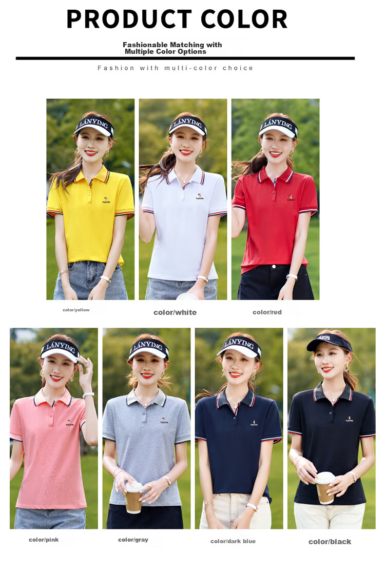 Woodpecker Pure Cotton Polo Shirt Women Short Sleeve Slim Fit Plus Size Casual Summer Top Dark Blue XL 6