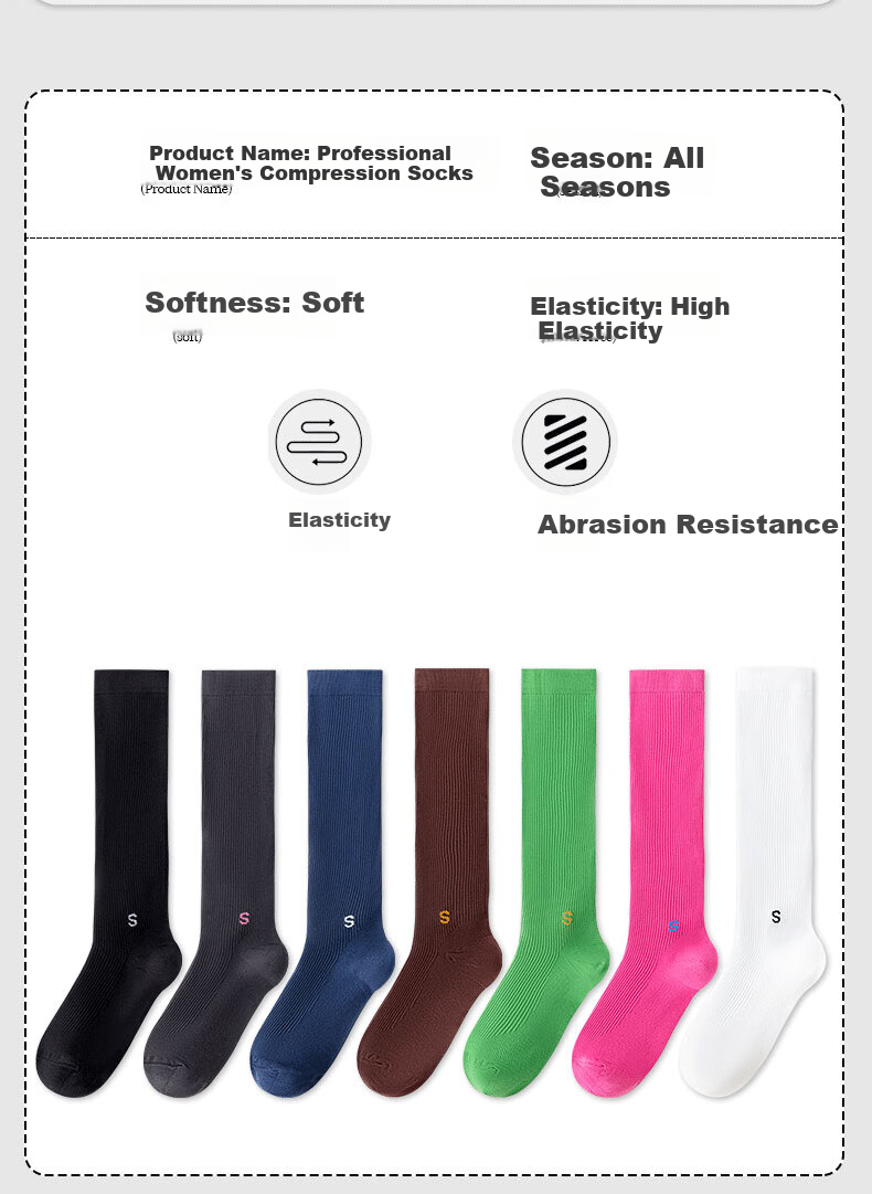Duweike Pressure Socks, Professional Non-Slip Muscle Yoga Calf Socks, Sports Women's Running Jump Rope Marathon Cycling, Black + White 9