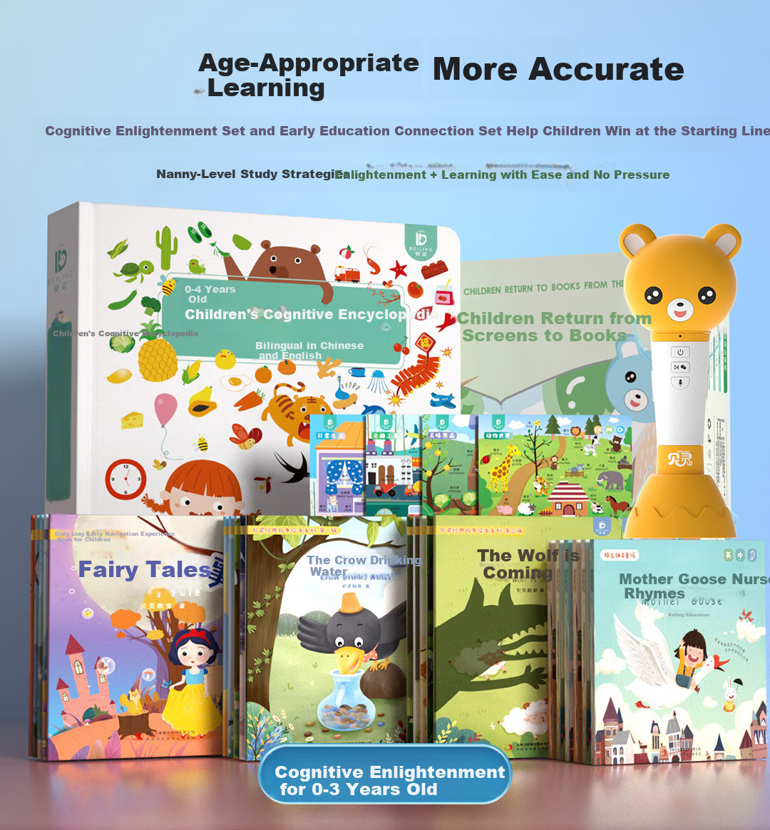 Bei Lin Open-Ended Reading Pen, Early Childhood Cognitive Development Toy for Ages 0-3, RAZ Universal Toy, Birthday Gift for Boys And Girls 4