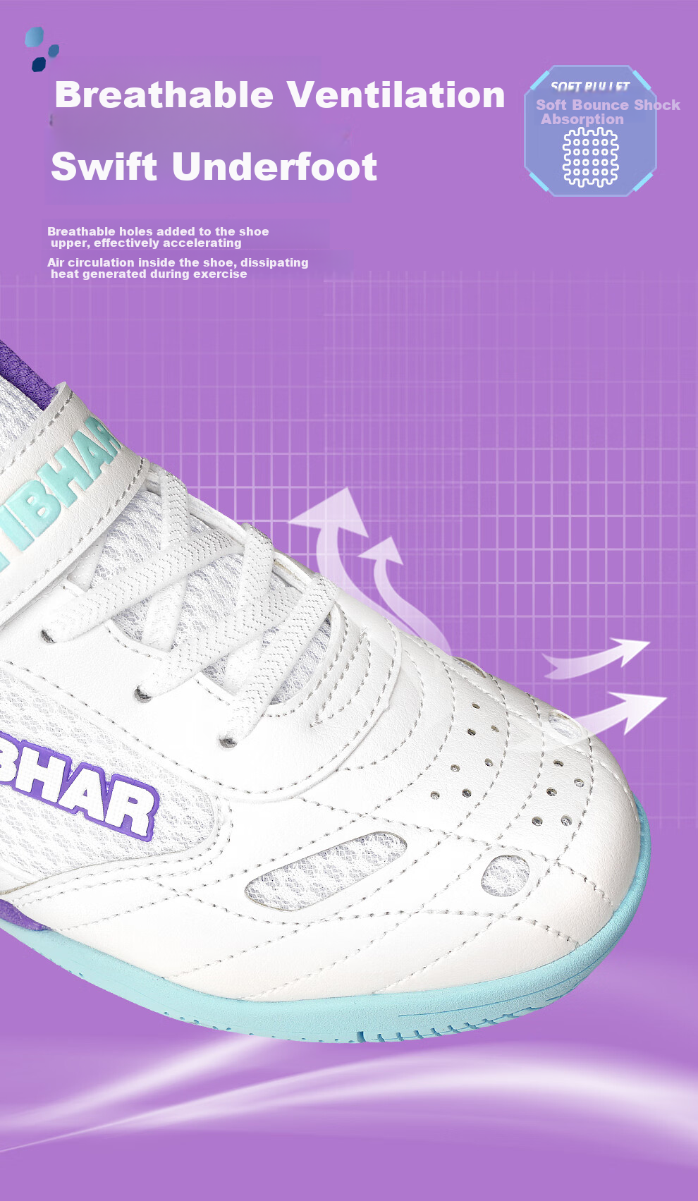 TIBHAR Children's Table Tennis Shoes, Boys And Girls Non-Slip Breathable Training Table Tennis Sports Shoes, 01921 White/Purple, Size 37 6
