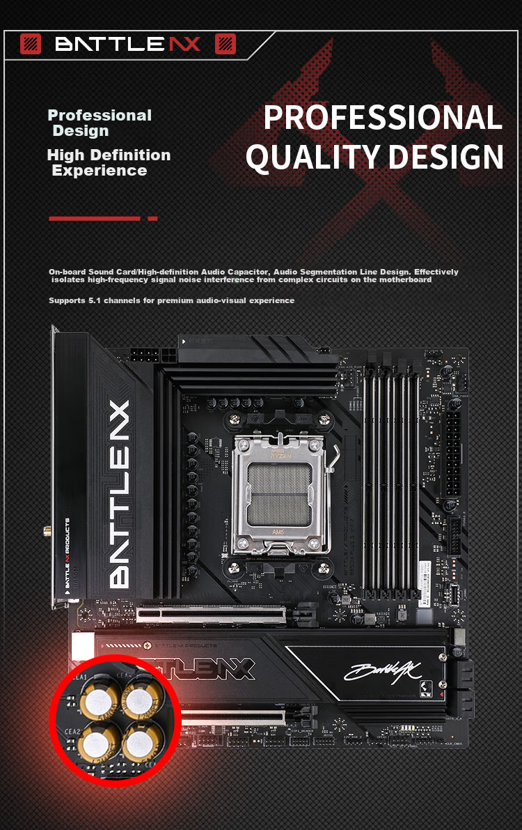 Colorful BATTLE-AX B850M-PLUS WIFI V14 Black Blade Motherboard Supports CPU 7800X3D/9800X3D/9600X (AMD B850/socket AM5) 5