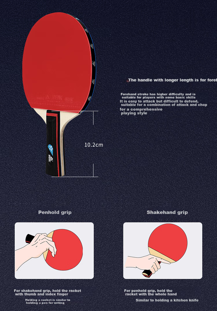 PEAK Table Tennis Racket Professional High-Elasticity Blade Horizontal Paddle for Beginners, Middle School Students, Double Rackets, Children's Straight Handle Set 3