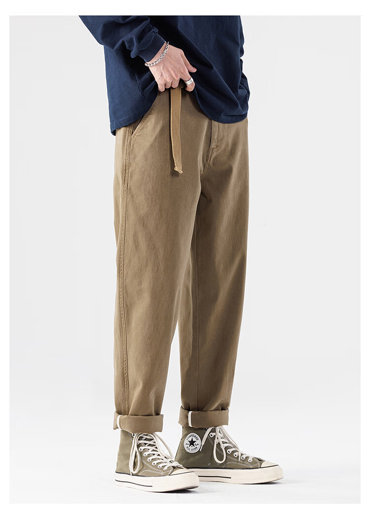 JEEP Casual Pants for Men, Loose-Fitting Trendy Spring And Summer High-End Straight-Leg Cargo Pants, Light Khaki, Size 28 16