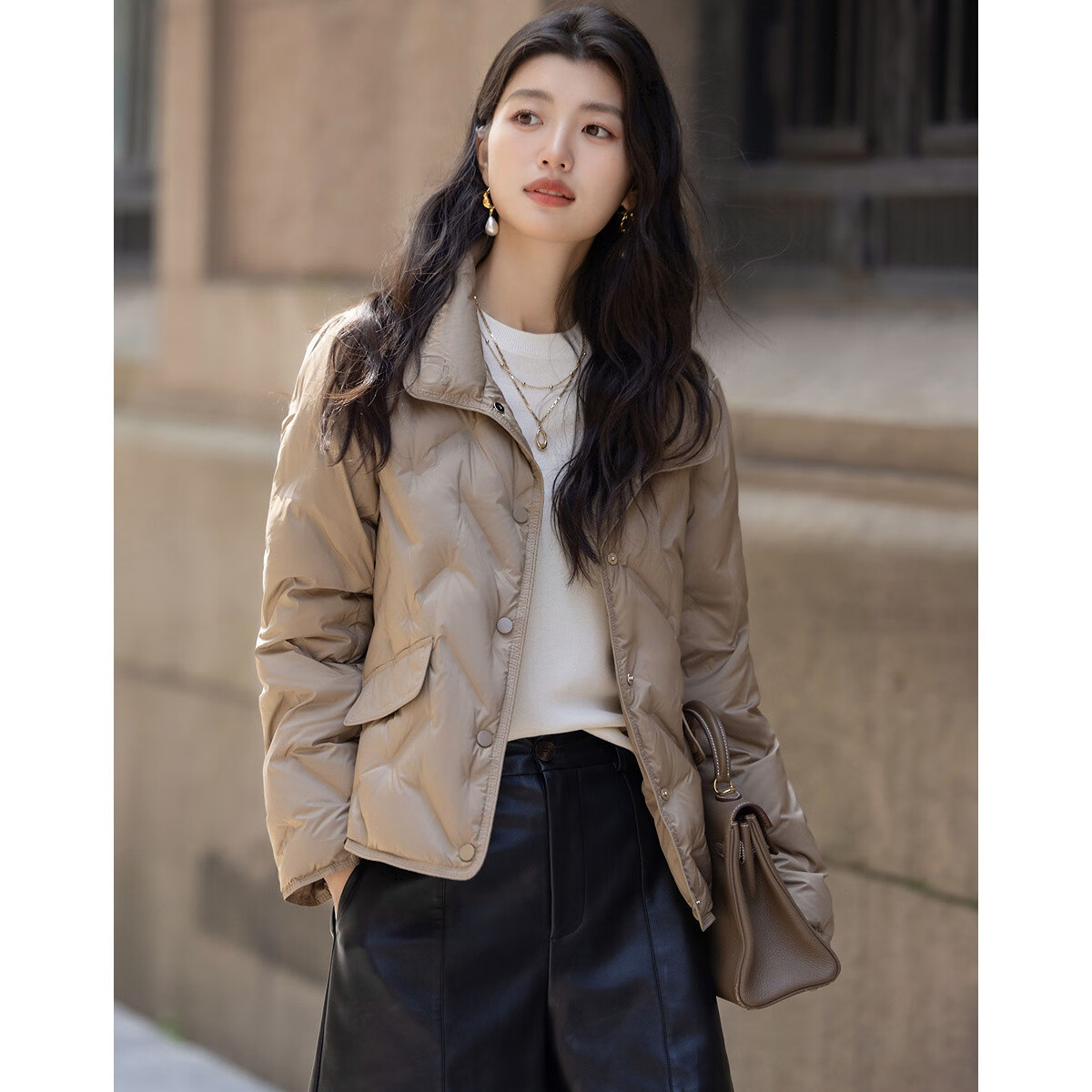 Dme [Warm Winter Small Stove] Winter Light Luxury 90% Duck Down Lapel Three-Layer Craftsmanship Heat-Bonded Direct-Fill Women's down Jacket