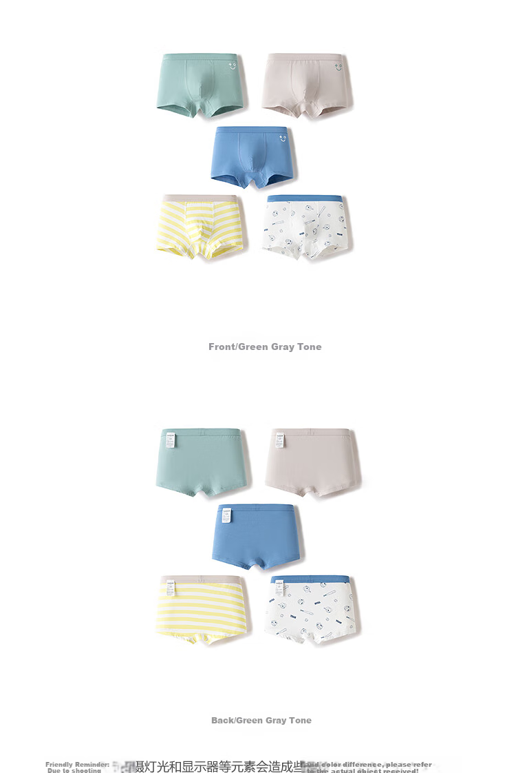 BALABALA Boys' Cotton Boxer Briefs, Children's Four-Corner Underwear, Skin-Friendly for Toddlers And Older Kids, No Wedgie, Five-Pack, 208925170103 18