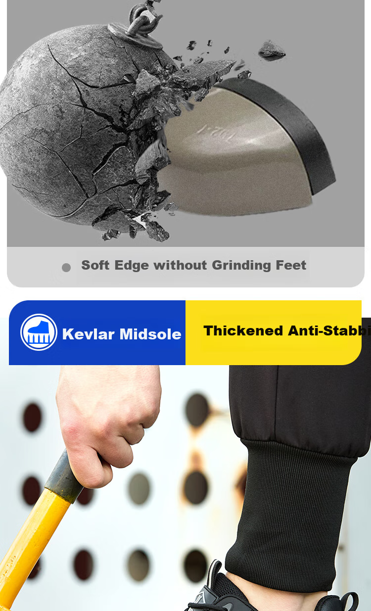 Dinggu Safety Shoes for Men, Steel Toe Anti-Smashing And Puncture-Resistant Work Boots for Construction Sites JD1573hei44 3