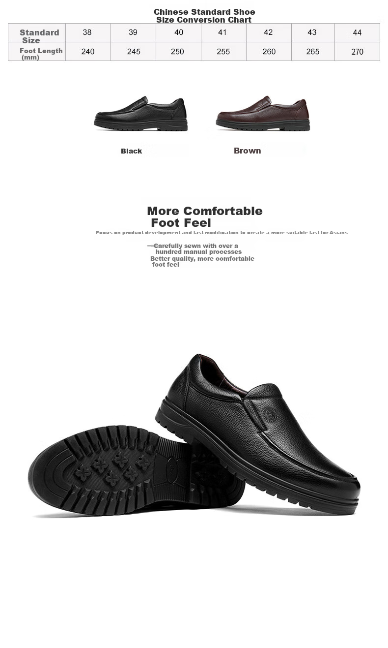 LAORENTOU Men's Leather Shoes, Business Casual Shoes, Top-Grain Cowhide Slip-Ons, Wear-Resistant Men's Shoes, Soft Upper Men's Shoes, 19009 Black, Size 41 3