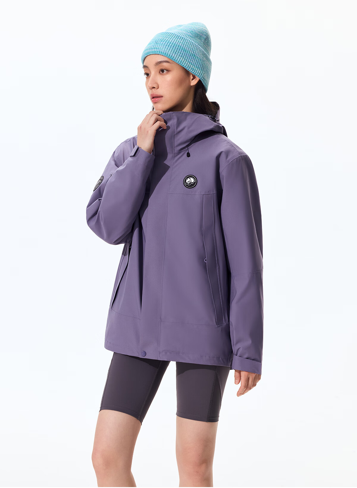 Xiongmao Zhang Yuxi Same Style Outdoor Three-In Jacket for Men And Women, Triple Protection Color-Block Hiking Coat, Midnight Purple, L 11