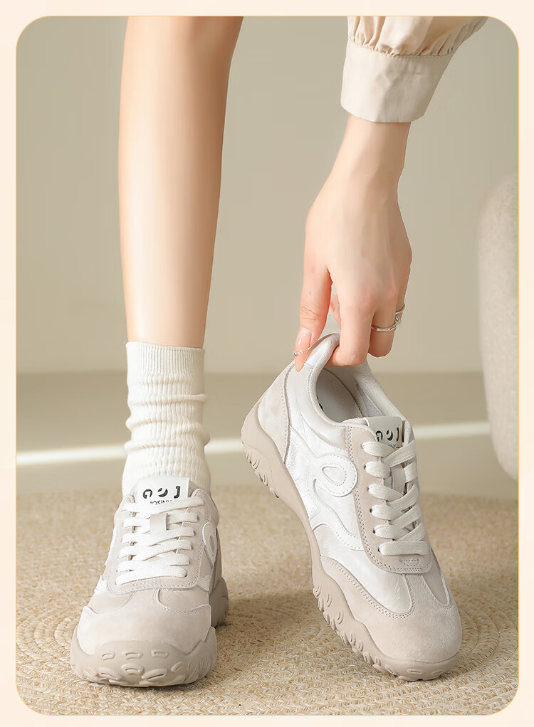 Zhuoshini 7cm Height Increasing German Training Shoes Women Breathable Casual Sneakers Sports Shoes Stylish Versatile Silver Size 38 6