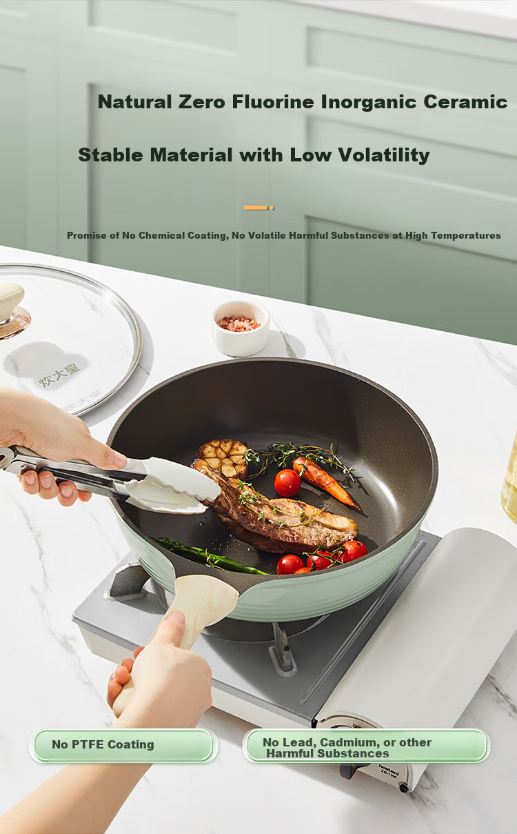 COOKER KING Non-Stick Frying Pan with Ceramic Exterior, Clean Cooking Surface, Flat Bottom Pan, Deep Oil-Gathering Skillet, Steak Pan with Titanium Coating, 28cm 2